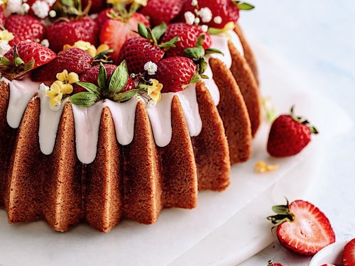 Strawberry Swirl Bundt Cake with Vanilla Icing - Bakers Table