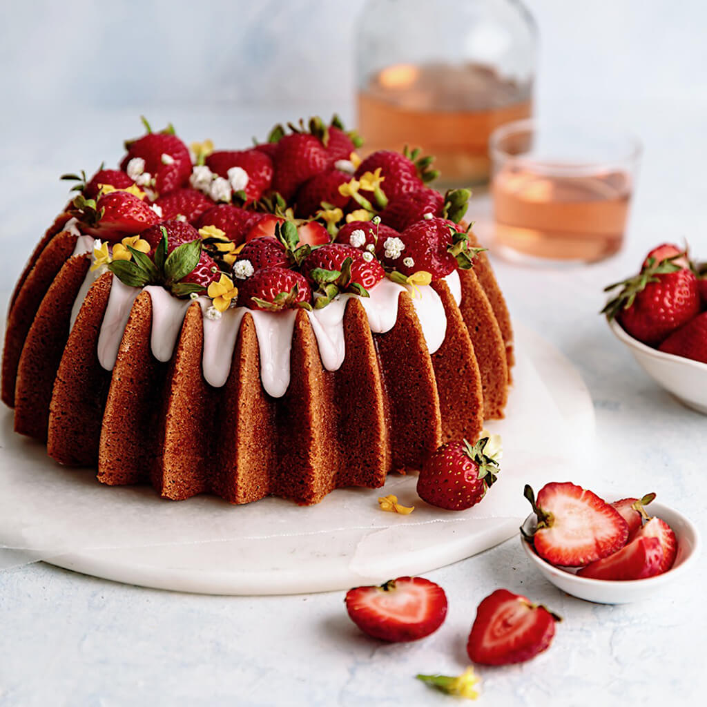 Strawberry Hibiscus Swirl Bundt Cake