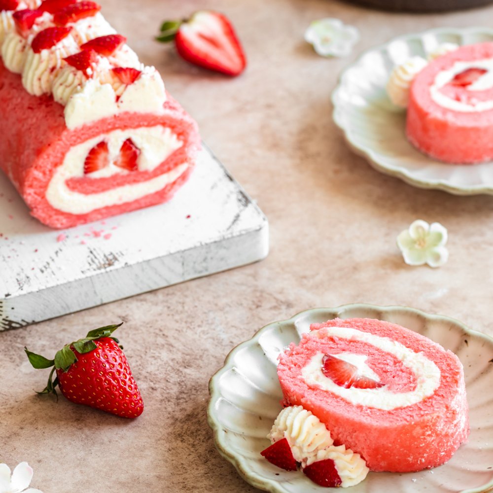 Pink Velvet Swiss Roll - California Strawberry Commission